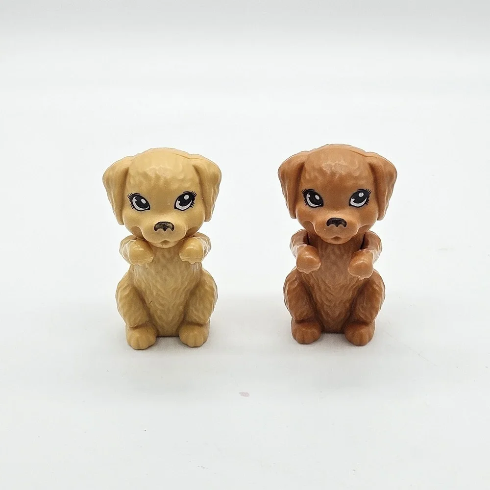 Barbie Club Chelsea Pet Puppy Dog Figures Lot of 2 Tan & Brown Plastic Toys